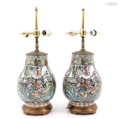 A PAIR OF POLYCHROME DECOR VASES