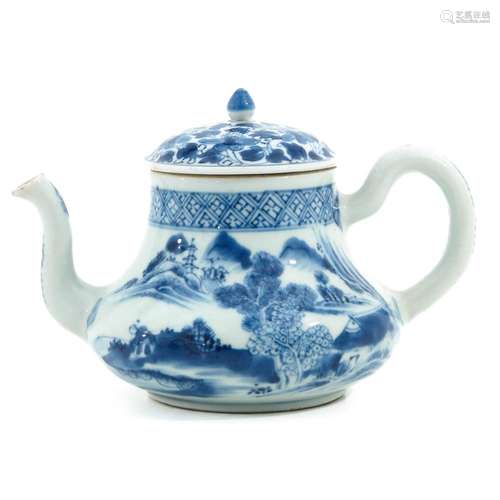 A BLUE AND WHITE TEAPOT