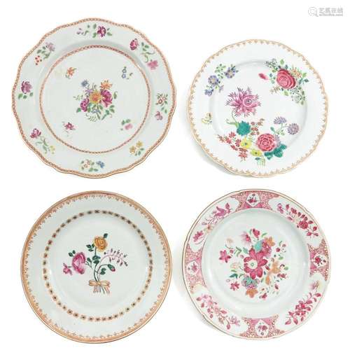 A COLLECTION OF 4 FAMILLE ROSE PLATES