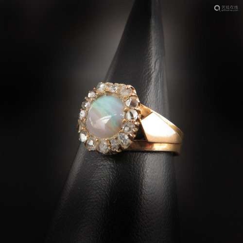 A Ladies 18KG Opal and Diamond Ring