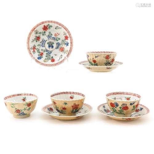 A SERIES OF 4 CUPS AND SAUCERS