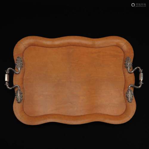 A Satin Wood and Silver Serving Tray