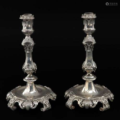 A Pair of Silver Candlesticks