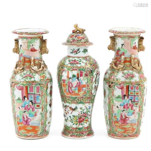 A COLLECTION OF 3 CANTONESE VASE