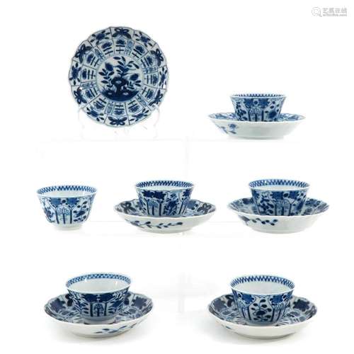 A SERIES OF 6 CUPS AND SAUCERS