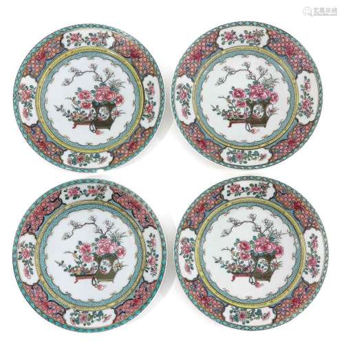 A SERIES OF 4 FAMILLE ROSE PLATES