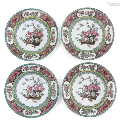 A SERIES OF 4 FAMILLE ROSE PLATES