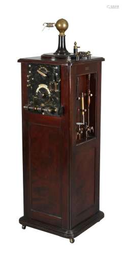A RARE WOODEN-CASED ELECTROTHERAPY OR DIATHERMY MACHINE