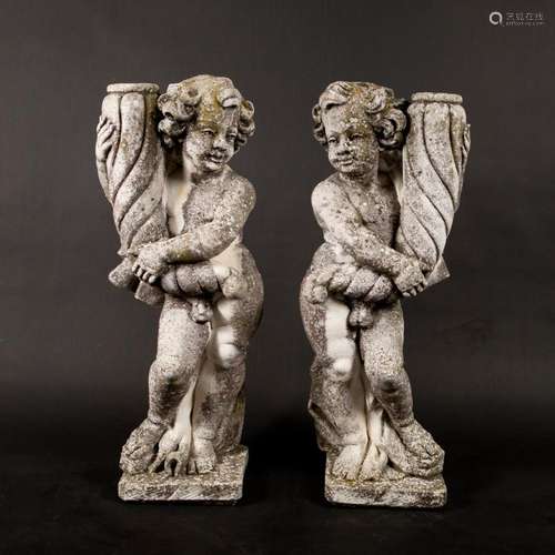 Pair of garden cherubs