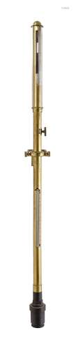 A VICTORIAN BRASS KEW-PATTERN MERCURY MARINE STICK BAROMETER