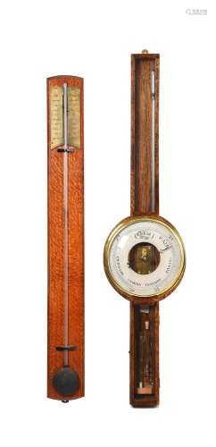 A SNAKEWOOD MERCURY STICK BAROMETER AND OAK DEMONTRATION WHE...