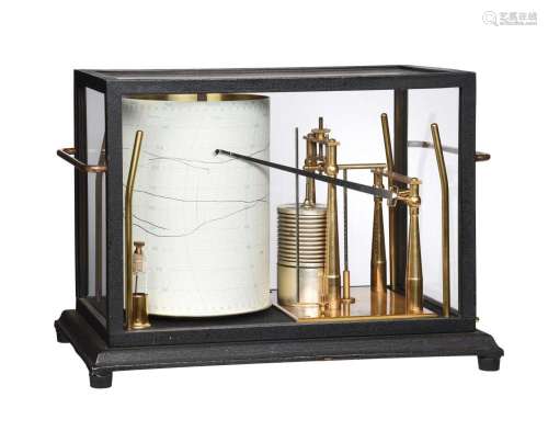 AN BLACK CRACKLE FINISH STEEL CASED MICRO-BAROGRAPH