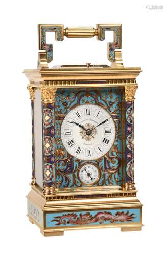 A FINE FRENCH GILT BRASS AND CHAMPLEVE ENAMELLED FIVE-MINUTE...