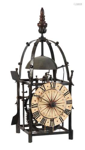 AN INTERESTING FORGED-IRON GOTHIC CHAMBER CLOCK IN THE SOUTH...