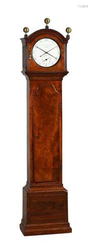 A GEORGE III MAHOGANY SMALL LONGCASE REGULATOR WITH FIRED EN...