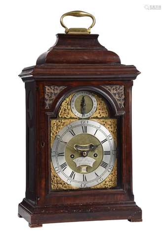 A GEORGE III FRUITWOOD TABLE CLOCK WITH TRIP HOUR-REPEAT