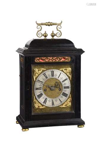 Y A WILLIAM III EBONY TABLE CLOCK