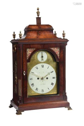 A BRASS MOUNTED MAHOGANY TABLE CLOCK