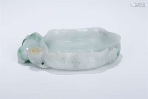 A Lotus Leaf Shaped Jadeite Brush Washer.