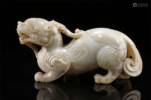 An Antique Jade Beast Sculpture.