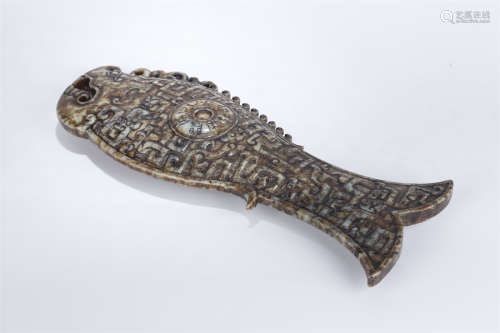A Hetian Jade Fish Sculpture Ornament.