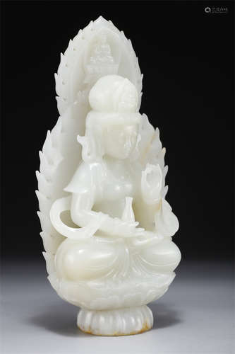 A Hetian Jade Avalokitesvara Statue.