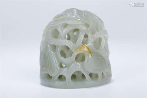 A Hetian Jade Openwork Top of Censer.