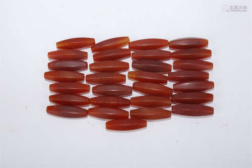 A Group of Nanjiang Red Agate Beads.