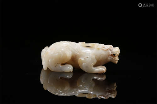 An Antique Jade Beast Sculpture.