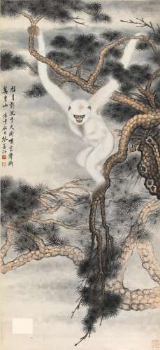 Zhang Shanzi (1882-1940) White Gibbon in a Pine Tree, 1930