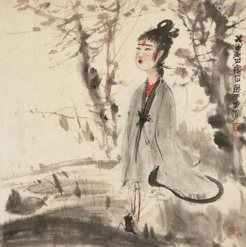 Fu Baoshi (1904-1965)   Goddess of the Xiang River, 1943