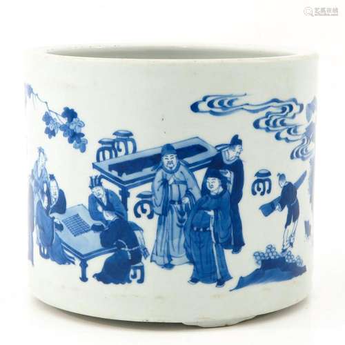 A Blue and White Brush Pot