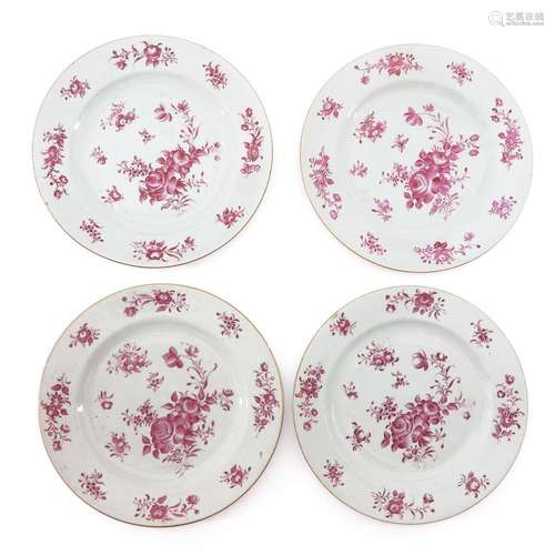 A Series of 4 Pink Decor Plates