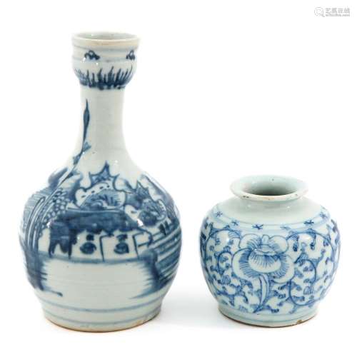A Blue and White Vase and Jar