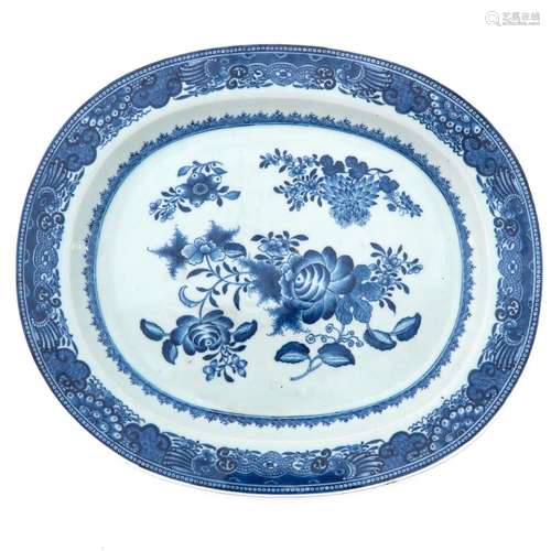 A Blue and White Serving Tray