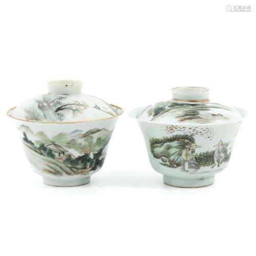 A Pair of Qianjiang Cai Decor Cups