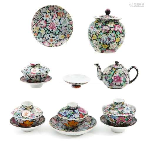 A Collection of Mille Fleur Decor Porcelain