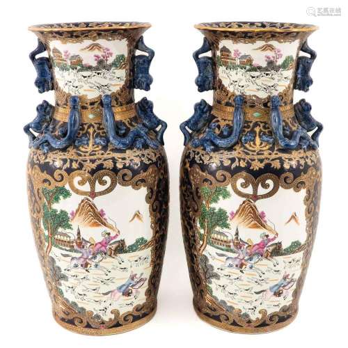 A Pair of Macao Vases