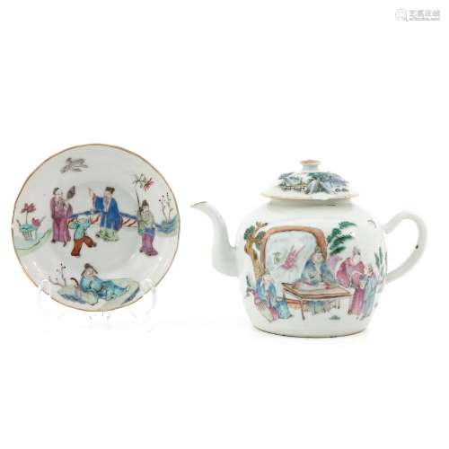 A Teapot and Small Dish