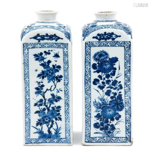 A Pair of Blue and White Gin Bottles