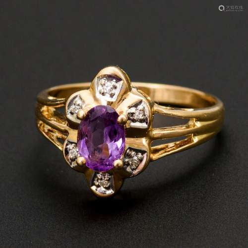 RING MIT AMETHYST UND DIAMANTEN