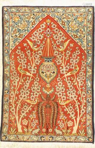 Isfahan fine, Persia, approx. 60 years, wool on silk