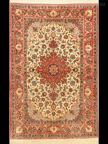Isfahan fine, Persia, approx. 50 years, wool on silk