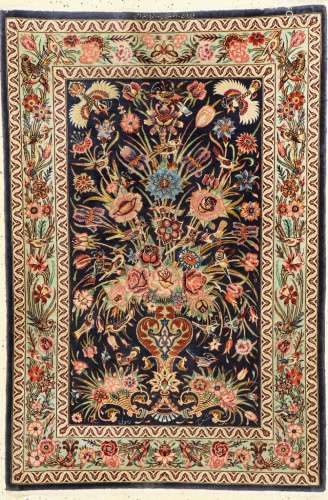 Isfahan fine signed, Persia, around 1960, woolwith and on