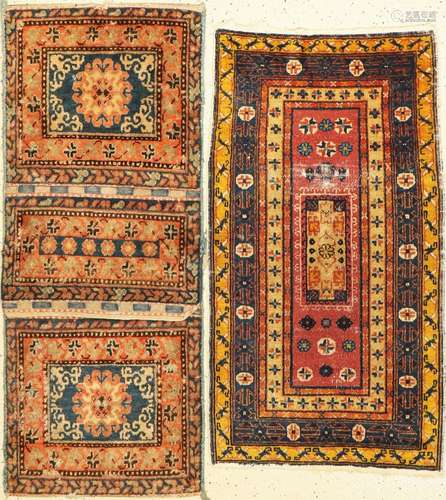 Turkestan bag and rug, around 1930, wool on cotton