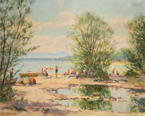 OSSWALD, FRITZ (1878 ZÜRICH - 1966 STARNBERG). STRANDSZENE A...