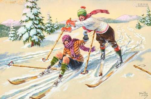 THIELE, CARL ROBERT ARTHUR (1860 LEIPZIG - 1936). SKIFAHRER.