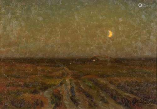 JENSEN, CARL MILTON (1855 - 1928). WEITE LANDSCHAFT MIT MOND...