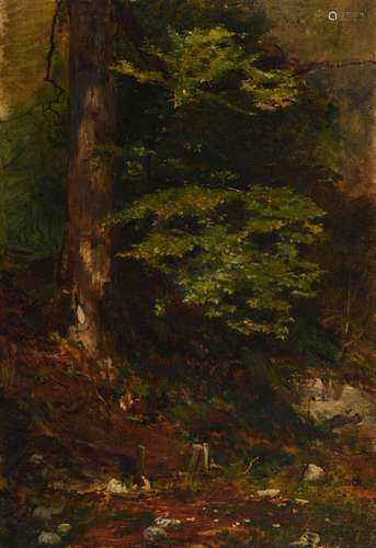 L'ALLEMAND, SIGMUND (1840 - 1910). WALDHANG MIT BAUM AM ...