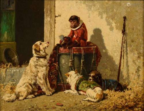 VOS, VINCENT DE (1829 KORTRIJK - 1875 EBD.). HUNDE UND AFFE.